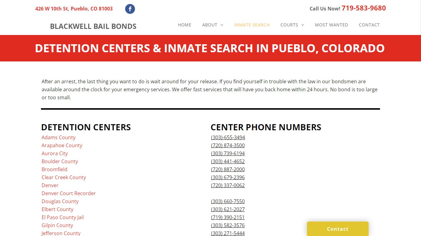 Inmate Search | Pueblo, Colorado | Blackwell Bail Bonds